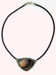 Collana cuoio argento e agata muschiata orafo arnone gionatan