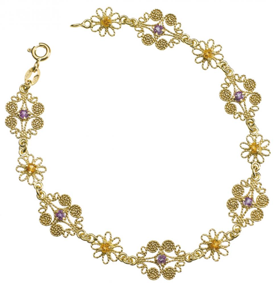 Bracciale in filigrana con pietre BRP2 in oro giallo 750%°