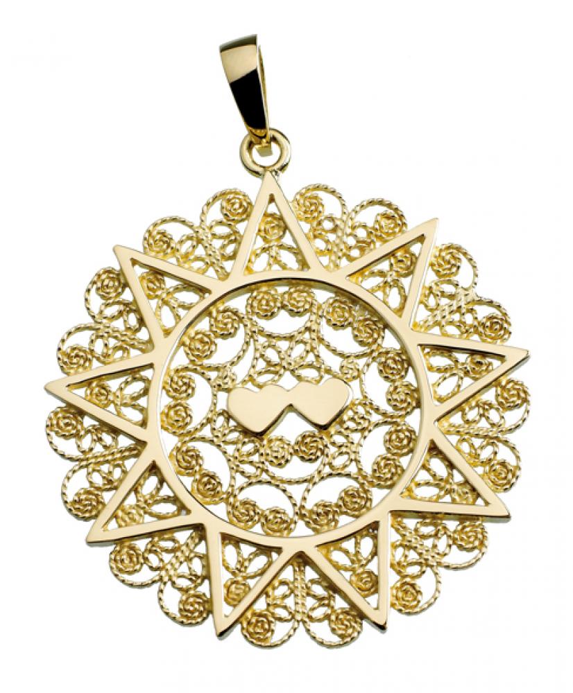 Ciondolo Presentosa PT03C in argento  925%° cm 3,2 dorato